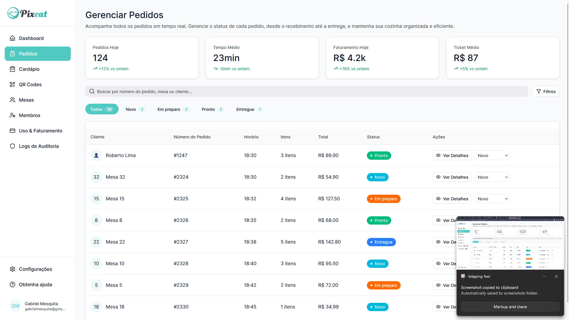 Pedidos Pixeat